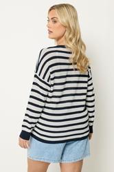 YOURS Plus Size Navy Blue Stripe Knitted Cardigan | Yours Clothing 4