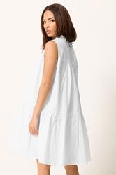 PixieGirl Petite Women's White Tiered Cotton Smock Mini Dress | PixieGirl 2