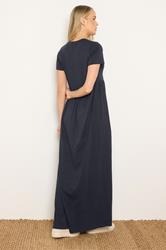 LTS Tall Women's Navy Blue Asymmetric Cotton Maxi Dress | Long Tall Sally 2