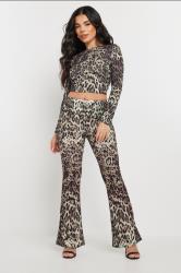 PixieGirl Petite Women's Natural Brown Leopard Print Crop Top | PixieGirl 1