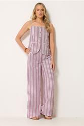 LTS Tall Women's Set Red Stripe Button Waistcoat & Wide Leg Trousers | Long Tall Sally 3