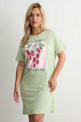 YOURS Plus Size Green 'Fruit Market' Sleep tee Nightdress | Yours Clothing 3