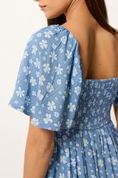 PixieGirl Petite Women's Blue Daisy Midi Dress | PixieGirl 4