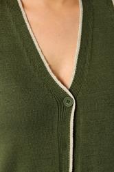 YOURS Curve Khaki Green Contrast Trim Knitted Waistcoat | Yours Clothing 4