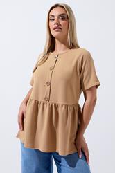 LIMITED COLLECTION Plus Size Natural Brown Peplum Top | Yours Clothing 3