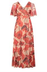 YOURS LONDON naturelbruine bloemenprint abstracte mesh jurk