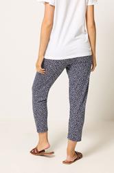 M&Co Navy Blue Abstract Print Cropped Hareem Trousers | M&Co 2