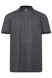 KAM Big & Tall Navy Blue Foil Print Polo Shirt | BadRhino 2