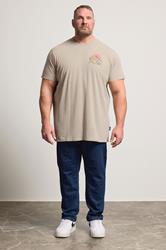 BadRhino Big & Tall Stone Brown Extra Long Acid Wash Tiger Graphic T-Shirt | BadRhino 1