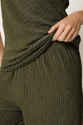 M&Co Khaki Green Textured Top and Trousers Set | M&Co 5