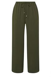 EVANS Curve Khaki Green Tie Waist Wide Leg Trousers