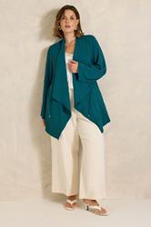EVANS Plus Size Teal Green Lightweight Waterfall Jacket | Evans 1