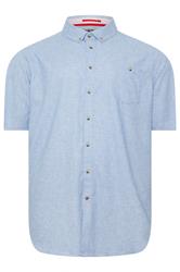 D555 Big & Tall Light Blue Linen Mix Pocket Shirt
