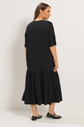 YOURS Plus Size Black Drop Waist Maxi Dress | Yours Clothing 2