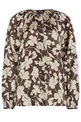 LTS Tall naturelbruine satijnen top met bloemenprint