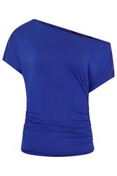 LTS Tall Cobalt Blue Off Shoulder Ruched Top