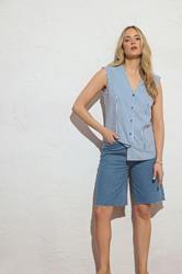 LTS Tall Women's Mid Blue Denim Bermuda Cotton Shorts | Long Tall Sally 3