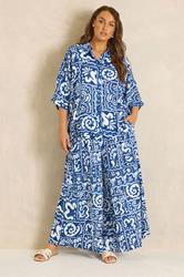 EVANS Plus Size Blue Abstract Print Set | Evans 3