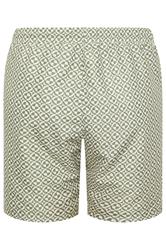 BadRhino Big & Tall Green & White Geometric Swim Shorts | BadRhino 7