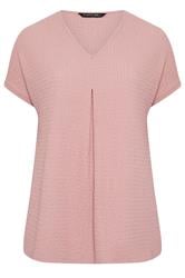 EVANS Curve Blush Pink Plisse Pleat Top
