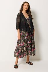YOURS Plus Size Black Waterfall Cardigan | Yours Clothing 1