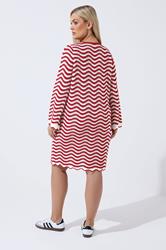 LIMITED COLLECTION Plus Size Red Stripe Crochet Knitted Dress | Yours Clothing 2