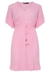YOURS roze strandjurk van kreukelstof