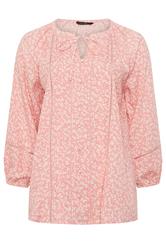 EVANS Curve Pink Ditsy Tie Neck Blouse