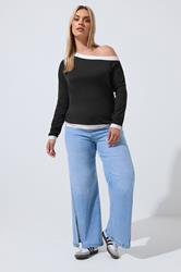 LIMITED COLLECTION Plus Size Black Contrast Off Shoulder Top | Yours Clothing 1