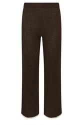 PixieGirl Petite Women's Chocolate Brown Knitted Side Stripe Trousers | PixieGirl 6