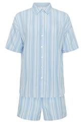 PixieGirl Petite Women's Set Blue Stripe Cotton Shirt & Shorts | PixieGirl 7