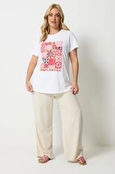 YOURS Plus Size White & Pink 'Lisbon Portugal' Graphic T-Shirt | Yours Clothing 1