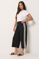 M&Co Petite Black Cropped Side Stripe Trousers | M&Co 1