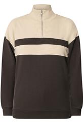 LTS Tall Women's Brown Colour Block Half Zip Sweatshirt | Long Tall sally 5