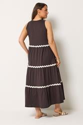 YOURS Plus Size Chocolate Brown Swirl Trim Maxi Dress | Yours Clothing 2