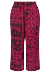 LIMITED COLLECITON Plus Size Berry Red Summer Print Wide Leg Trousers | Yours Clothing 5