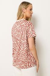 LTS Tall Women's Dark Pink Zebra Print Cotton Oversized T-Shirt | Long Tall Sally 2