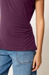 M&Co Berry Purple Grown-On Sleeve Wrap Top | M&Co 4