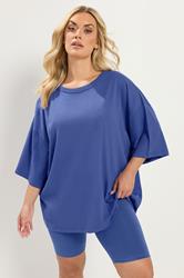 YOURS Plus Size Cobalt Blue Oversized Boxy T-Shirt | Yours Clothing 3