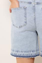 YOURS Plus Size Blue Hem Detail Denim Shorts | Yours Clothing 4