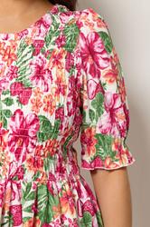 YOURS Plus Size Pink Floral Shirred Puff Sleeve Top |  Yours Clothing 4