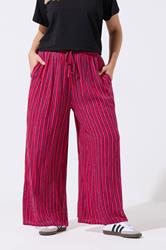 LIMITED COLLECTION Plus Size Red Stripe Wide Leg Trousers | Yours Clothing 1