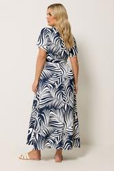 YOURS Plus Size Blue Leaf Print Wrap Front Dress | Yours Clothing 2