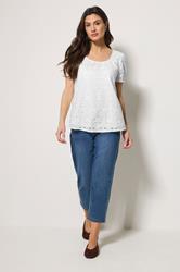 M&Co White Broderie Short Sleeve Cotton Top | M&Co 2