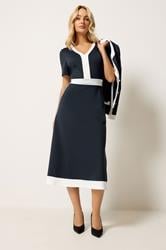 M&Co Navy Blue Colourblock Dress And Jacket Set | M&Co 2