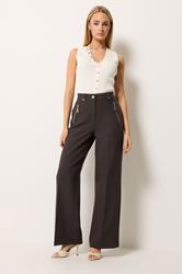 STAR Chocolate Brown Tailored Wide Leg Trousers | StarByJM 3