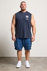 BadRhino Big & Tall Navy Blue Acid Wash Graphic Vest | BadRhino 2