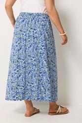 YOURS Plus Size Blue Floral Print Maxi Skirt | Yours Clothing  2