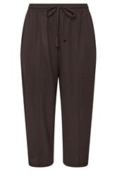 YOURS Plus Size Chocolate Brown Crinkle Barrel Trousers | Yours Clothing 1