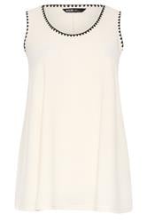 YOURS Curve Cream Contrast Stitch Vest Top